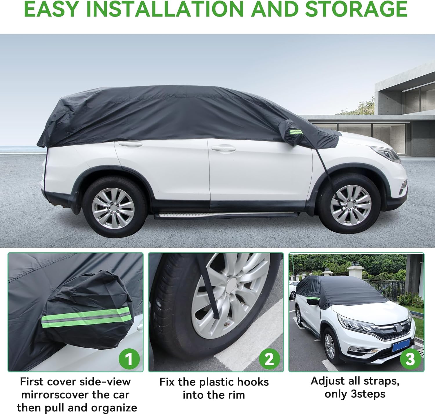 Thumbnail 5 de Half Car Cover Waterproof Ninonly Universal Car Top Cover for SUVs (Up to 4.5–5.5M)