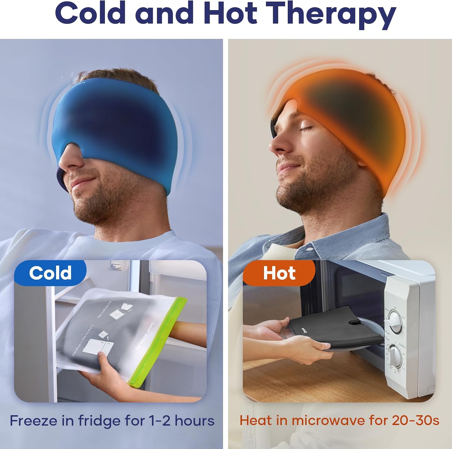 Detalle 2 de Qnoon HRC02 Migraine Relief Cap, Cooling Gel Ice Head Wrap