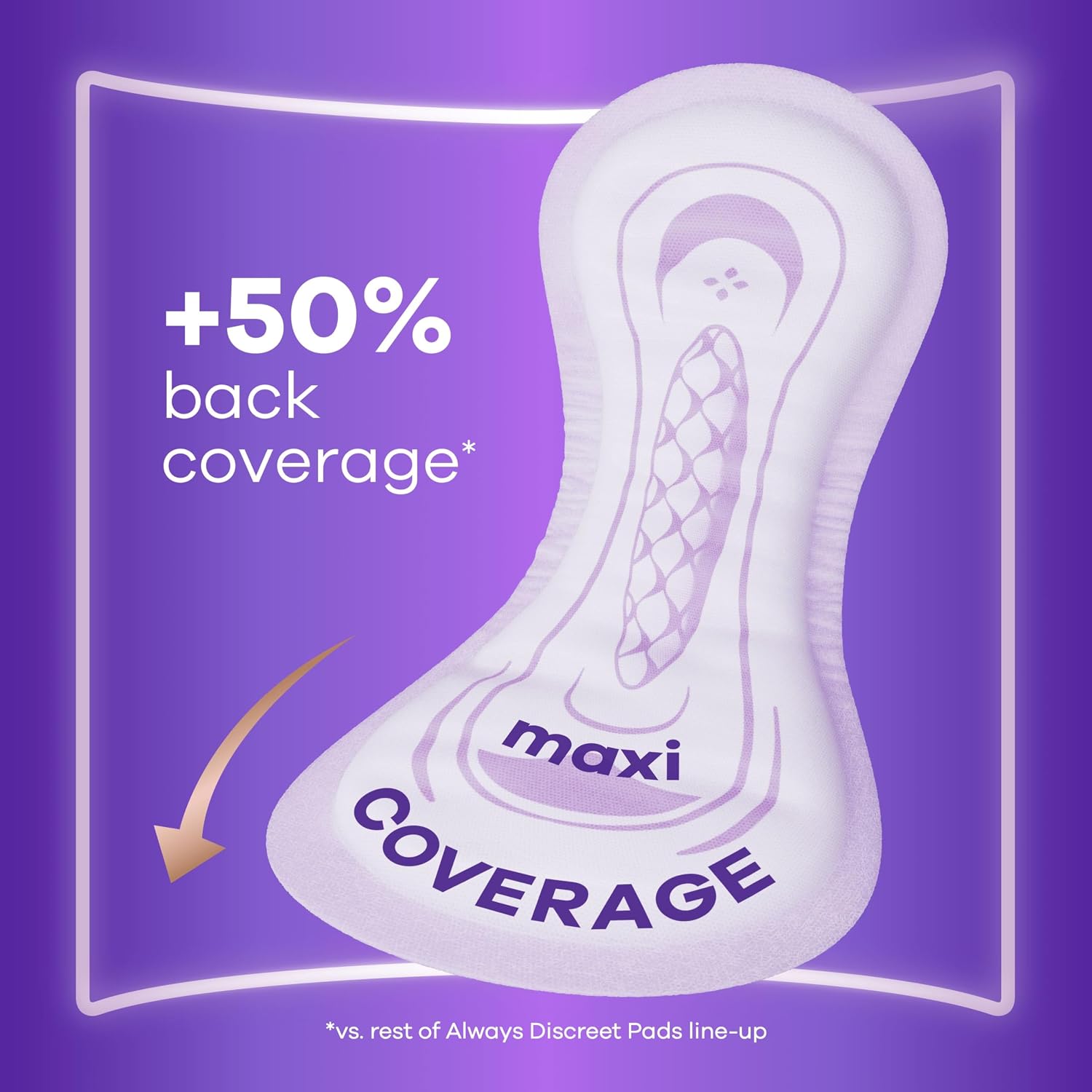 Detalle 2 de Always Discreet Maxi Comfort Incontinence Pads for Women – Absorbency 9, 48 Pads