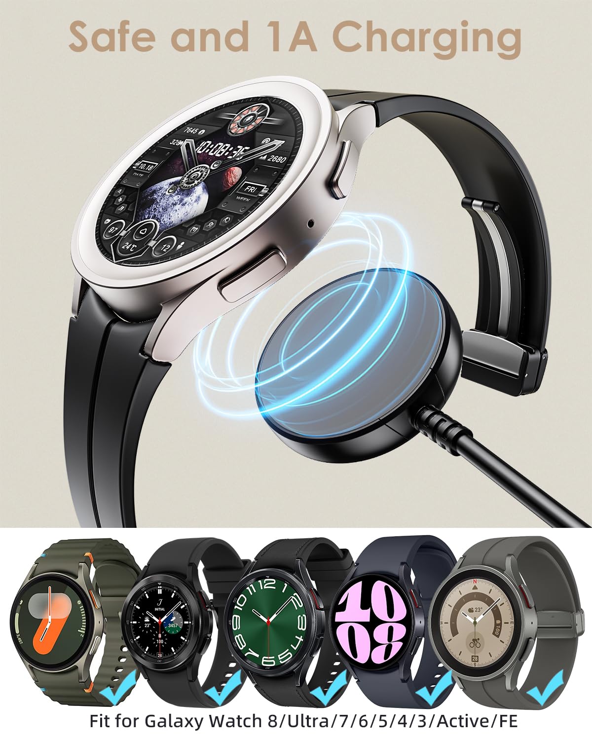 Detalle de 2 Pack Samsung Galaxy Watch Charger Cables with Magnetic Docking
