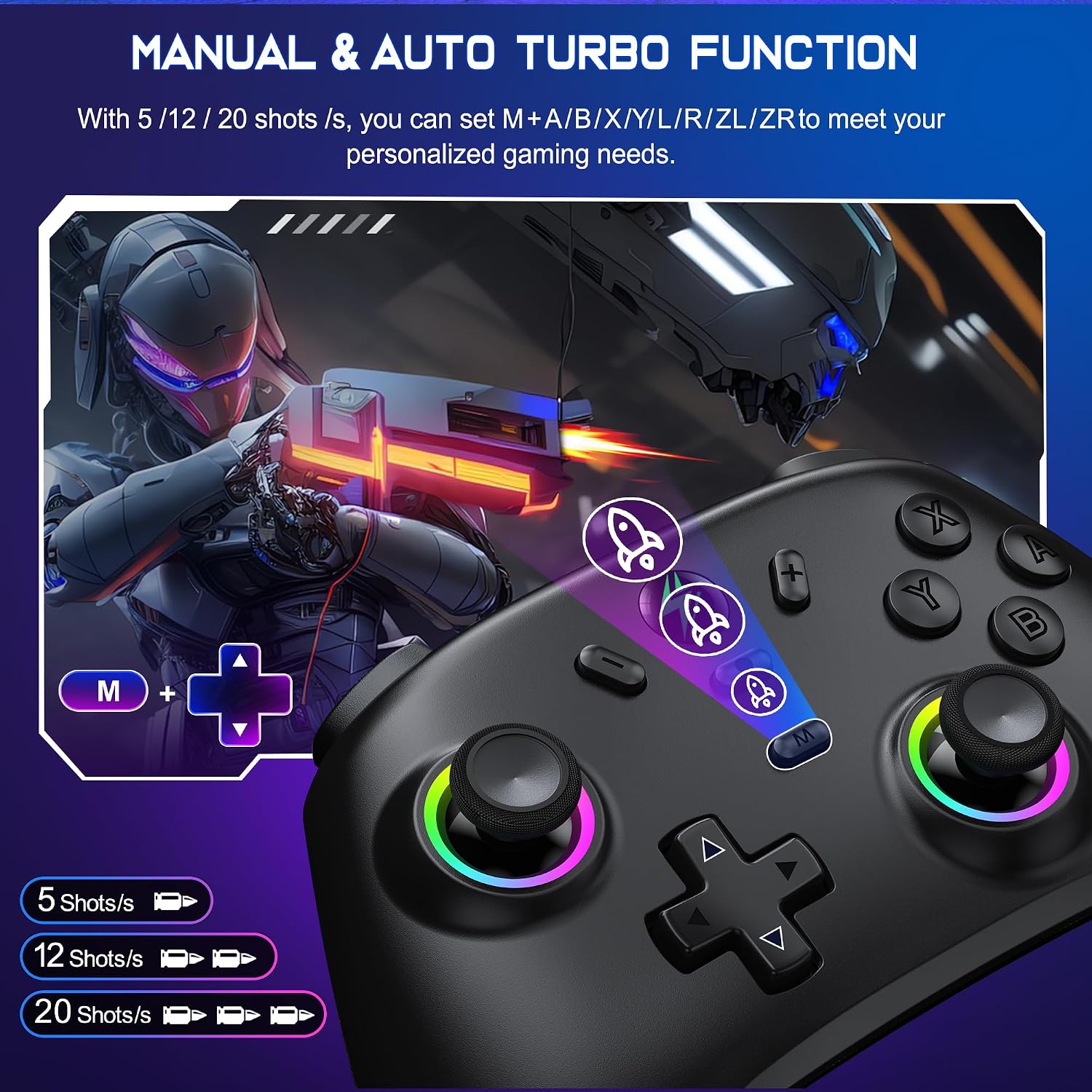 Detalle de BEBONCOOL GAMING Switch Pro controller 1000mAh