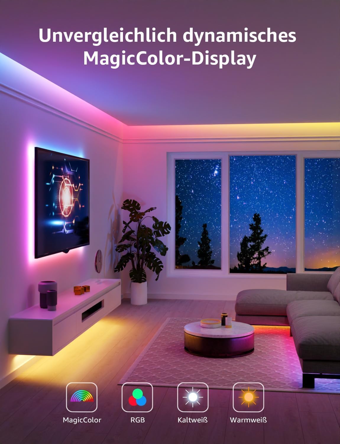 Thumbnail 6 de Lepro AI LED Streifen S1 – MagicColor RGBIC 30m mit KI-Lichtdesigner, Musik-Sync & App-Steuerung