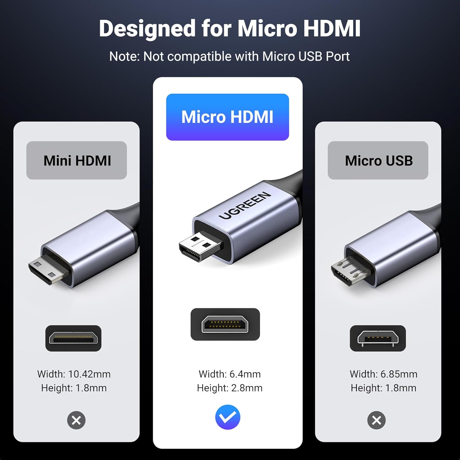 Thumbnail 1 de UGREEN Micro HDMI to HDMI 2.1 Cable