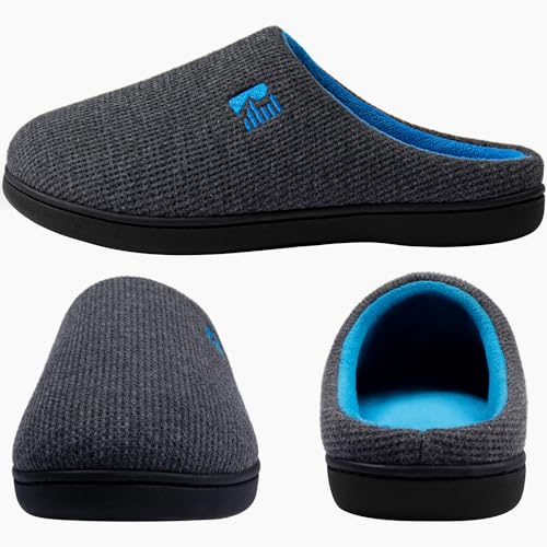 Detalle de RockDove Chausson en mousse à mémoire de forme à deux tons pour homme – 42/43 EU, gris foncé et bleu
