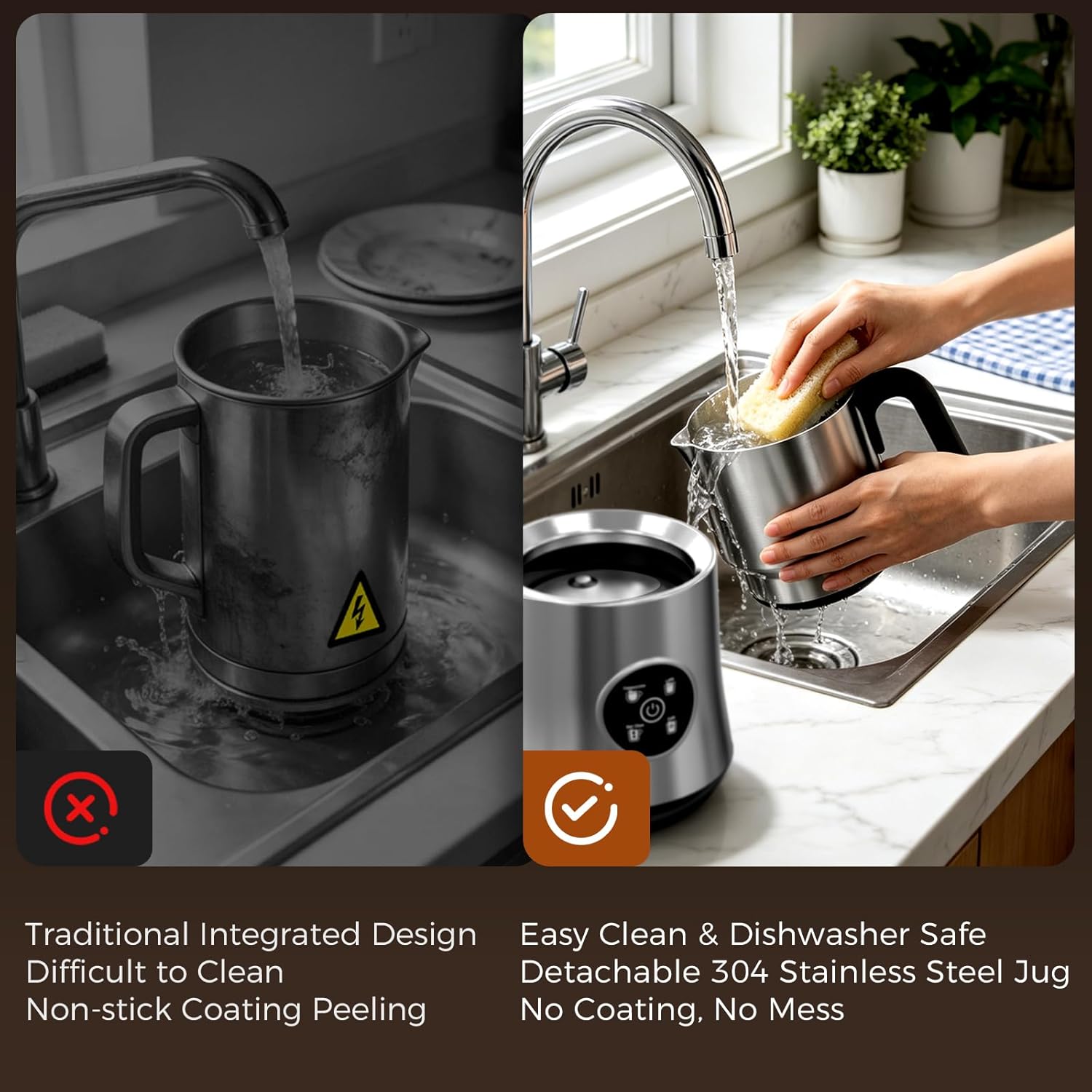 Thumbnail 6 de Milk Frother and Steamer with Detachable Stainless Steel Jug — 4-in-1 Foam Maker for Hot & Cold Froth