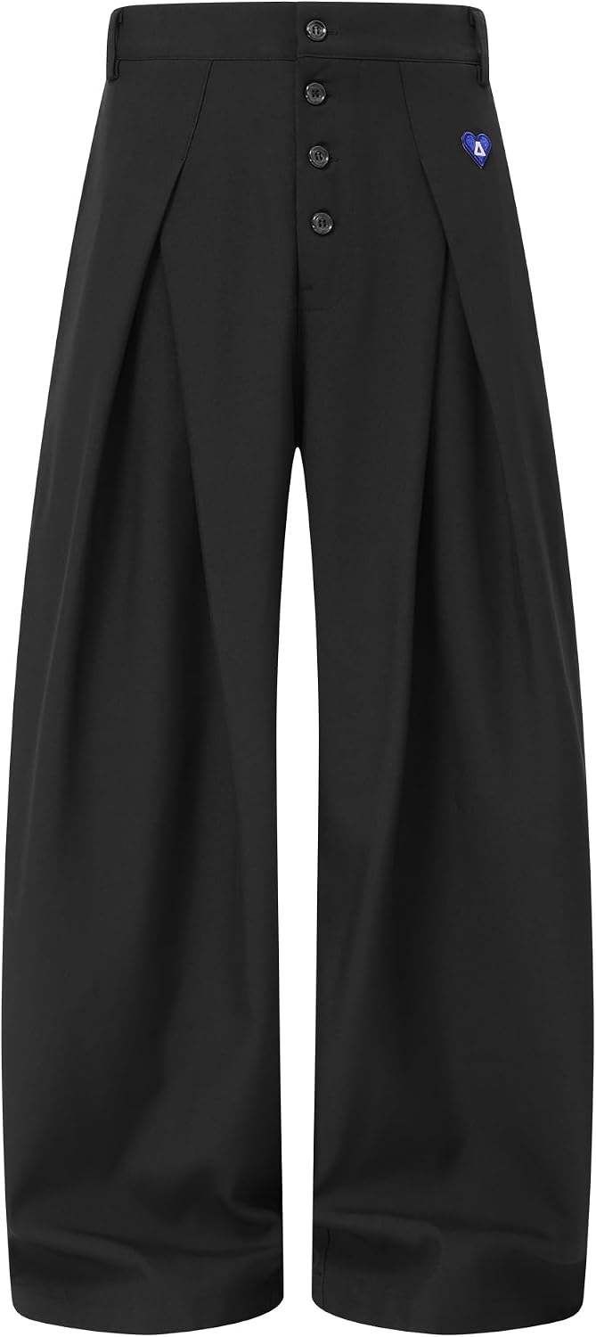 Detalle de Aelfric Eden Wide-Leg Dress Pants with Pleated Barrel Leg and Button Front