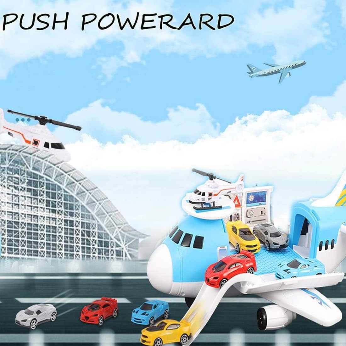 Detalle de TocsQron 090001 Airplane Car Toy Set with City Play Mat and Mini Vehicles