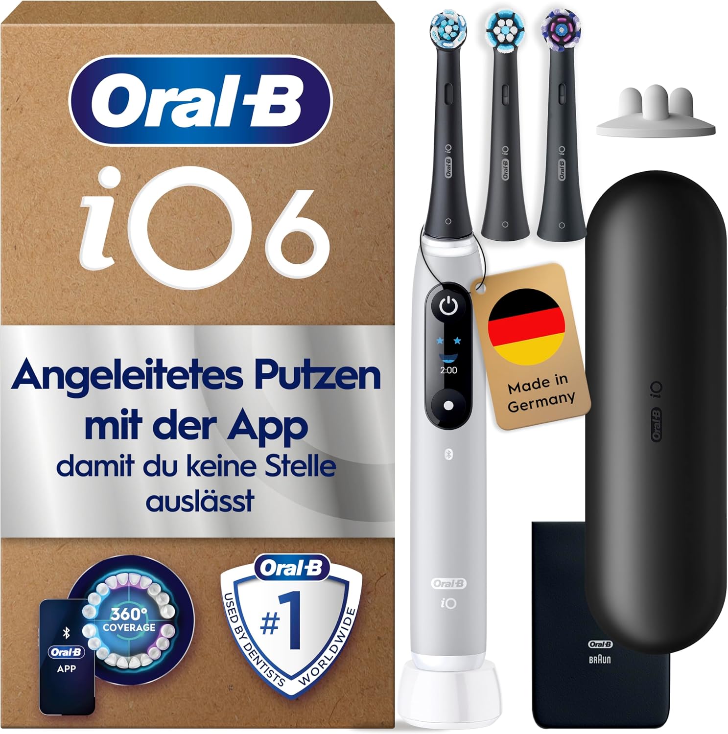 Detalle de Oral‑B iO Series 6 Elektrische Zahnbürste mit 3 Aufsteckbürsten 🪥