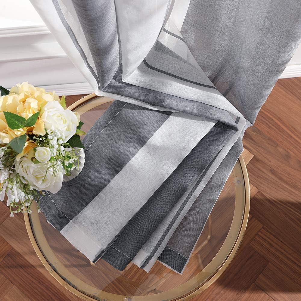 Thumbnail 6 de MIULEE Cortinas Modernas Rayas Blanco y Gris 🌈