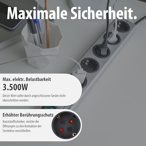 Detalle de Brennenstuhl Super-Solid 5-fach Steckdosenleiste mit Überspannungsschutz
