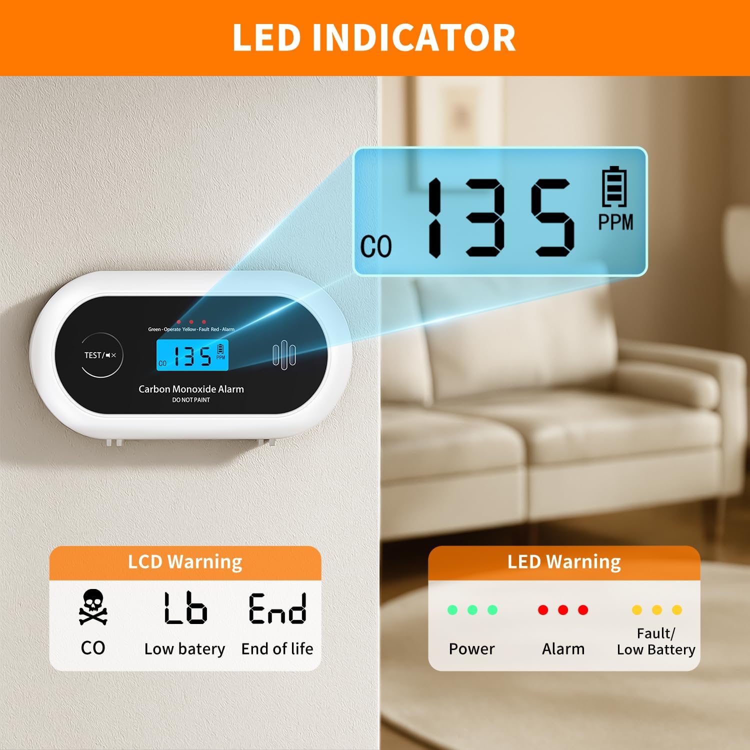Thumbnail 3 de Alertlink VC22R Carbon Monoxide Detector 10‑Year LCD