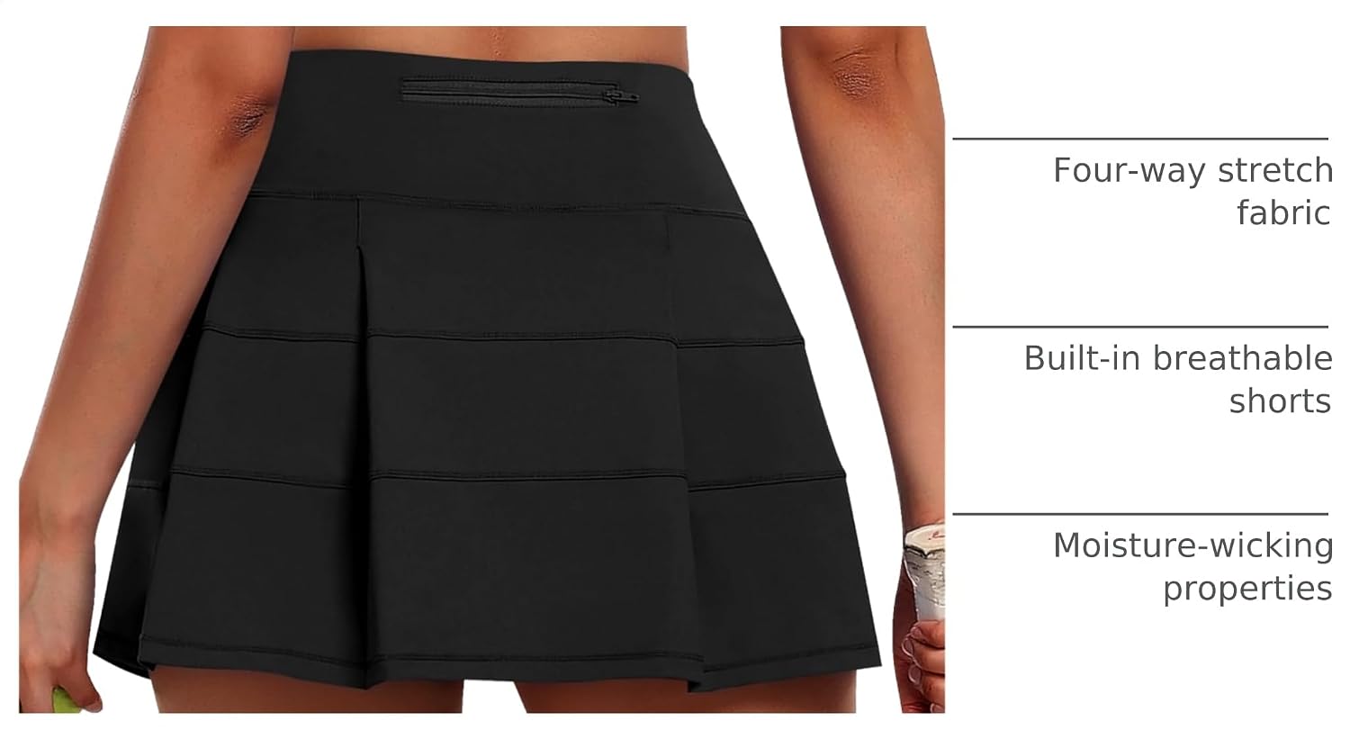 Detalle 2 de JoyGirl Women's Tennis Skirt with Shorts: Pleated 2-in-1 Skort with 3 Pockets and High Waist
