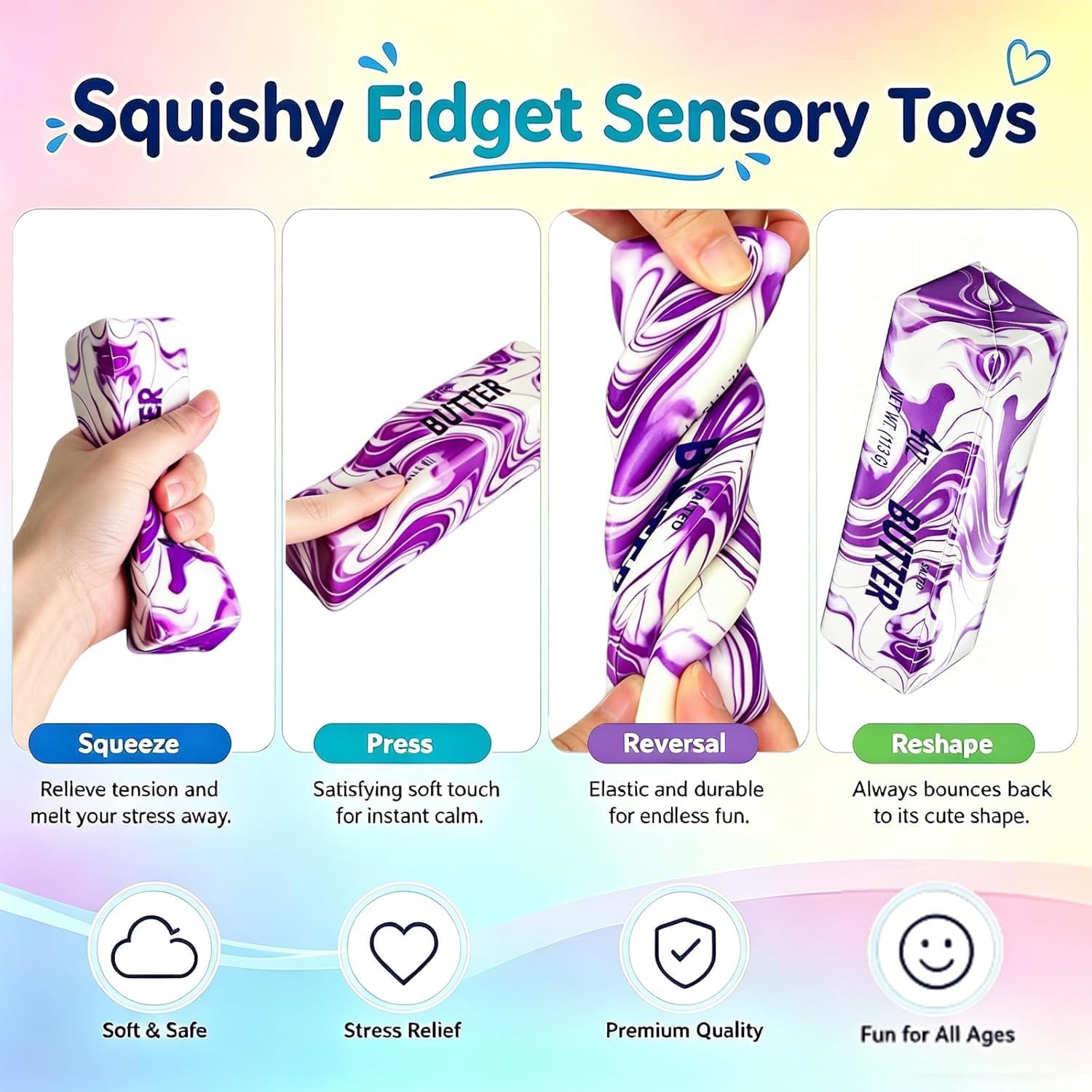 Detalle 2 de Butter Squishy: Realistic Butter Stick Squeeze Toys (2-Pack) for Stress Relief and Focus