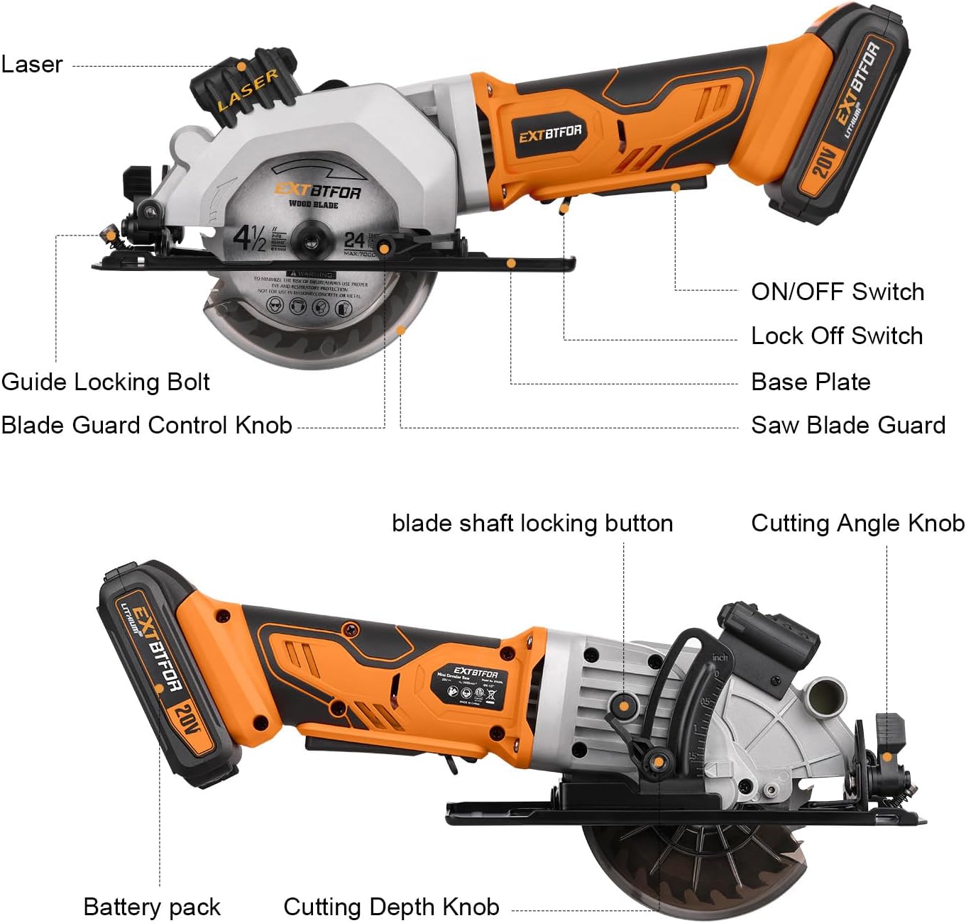 Detalle de Extbtfor Cordless Circular Saw, 4-1/2-Inch