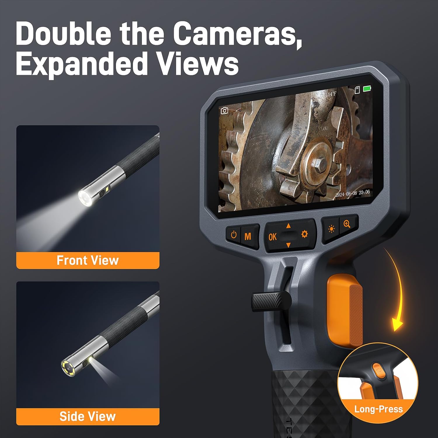 Thumbnail 2 de Teslong Dual Lens Articulating Inspection Camera (4.5" IPS Display, 1.55m) with Articulated Probe