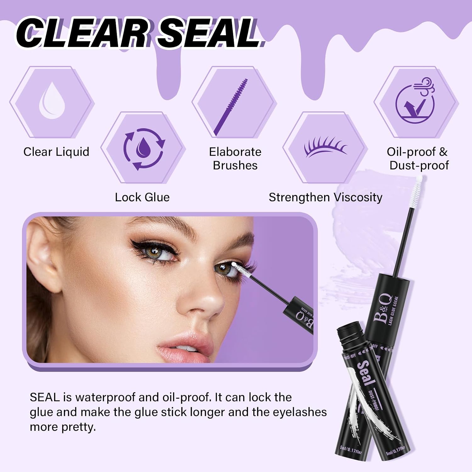 Thumbnail 3 de B&Qaugen Lash Bond and Seal Waterproof 10ML Eyelash Glue for Lash Clusters (Black)