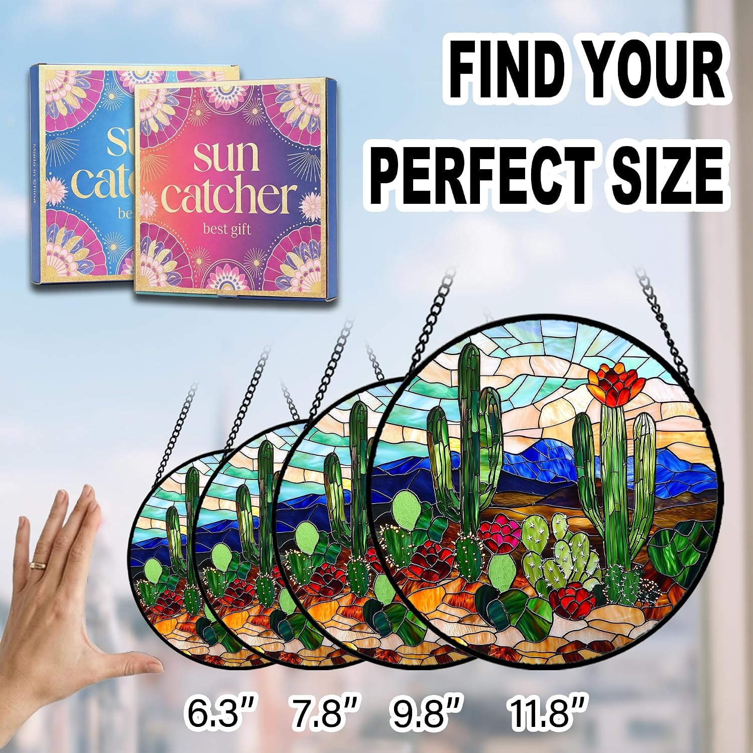 Thumbnail 6 de HKDGOKA Cactus Desert Mountain Suncatcher, 6.3-Inch Acrylic Window Decor