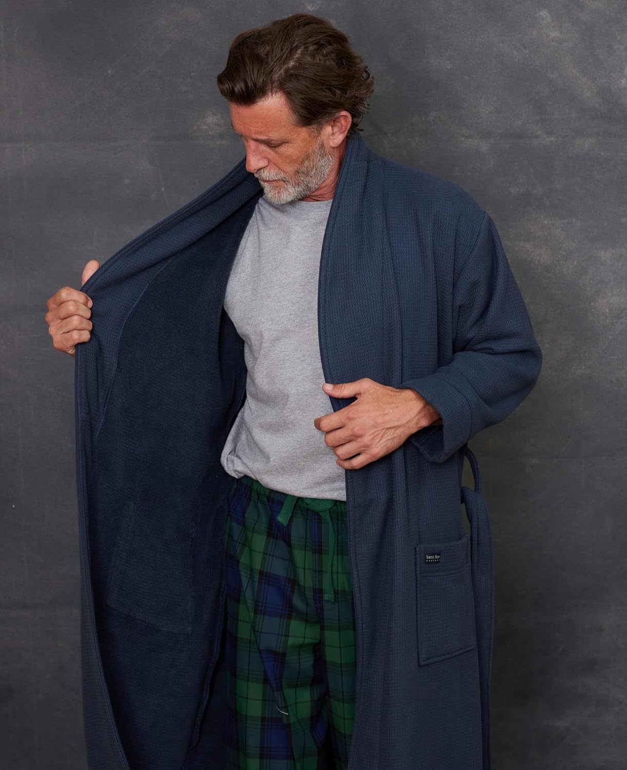 Thumbnail 4 de THE SAVILE ROW COMPANY LONDON Men’s 100% Cotton Honeycomb Waffle Bathrobe with Terry Lining