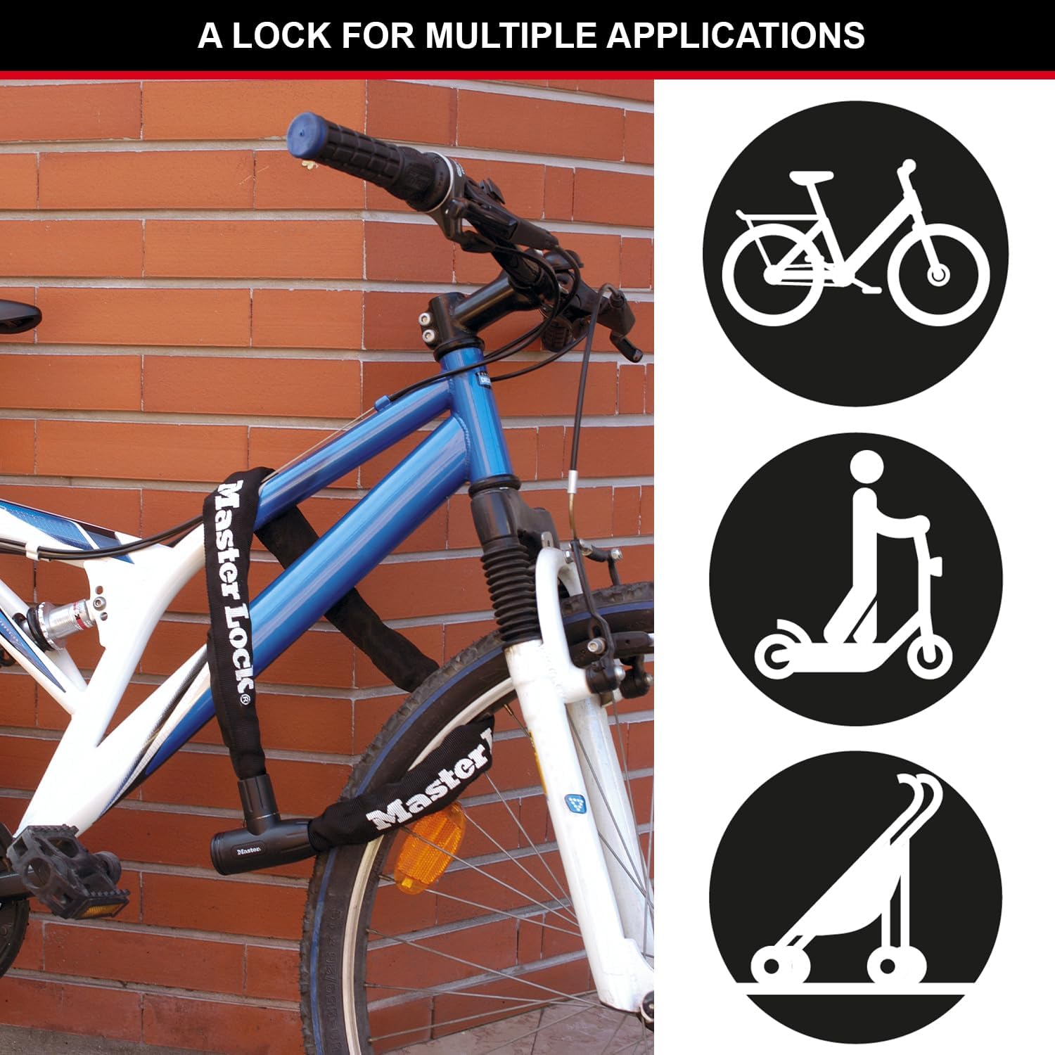 Detalle de MASTER LOCK Chaîne Antivol Vélo 90 cm avec Clé 8391EURDPRO – Sécurité et protection pour vélos, VTT et vélos électriques