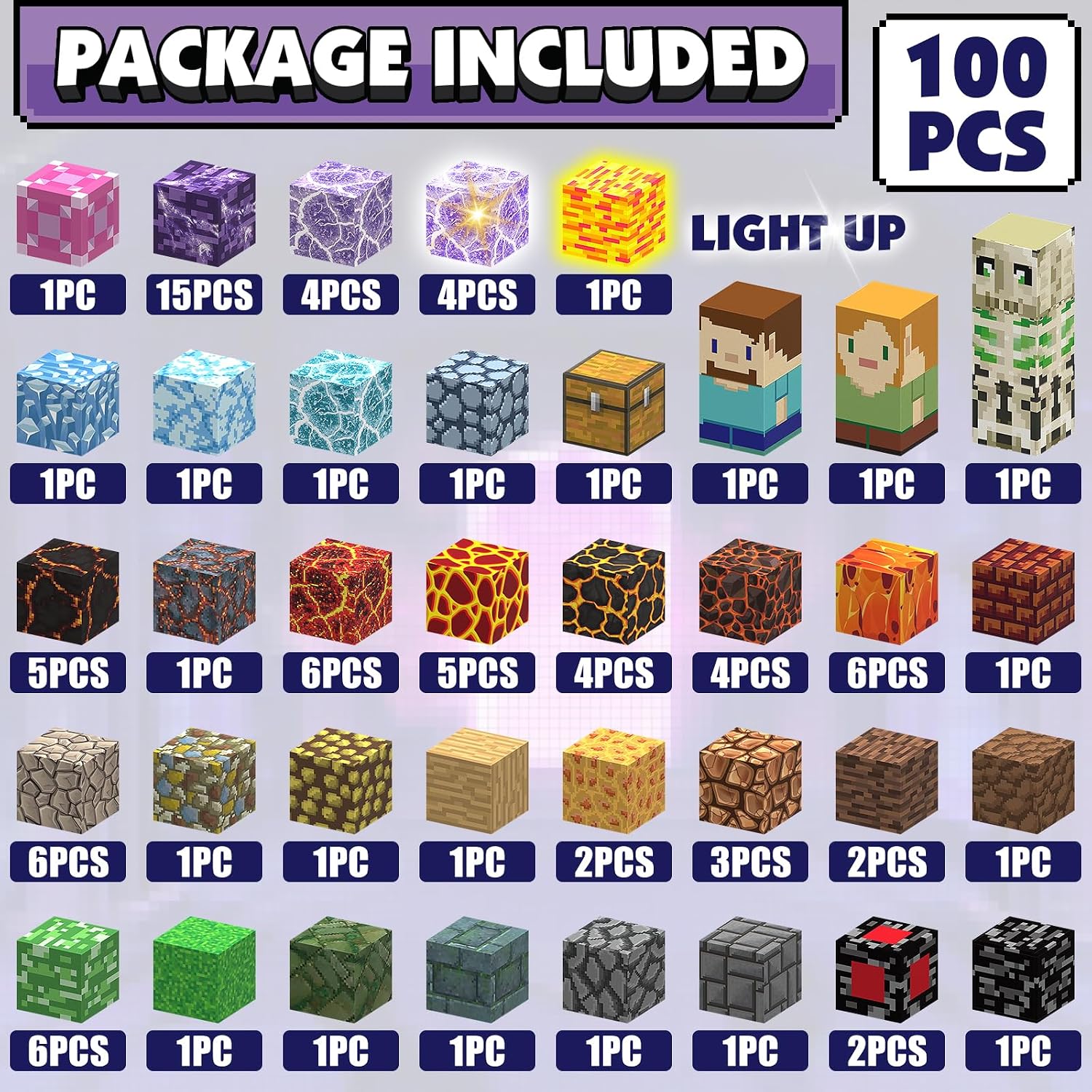 Thumbnail 1 de AIDYVOI Magnetic Blocks Building Toys Set (100 PCS) with Light-Up Magnet Blocks