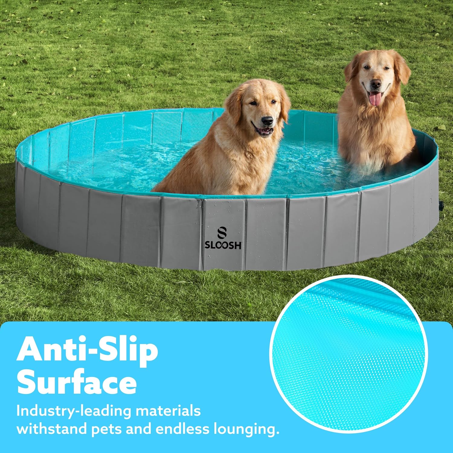 Detalle de SLOOSH Foldable Dog Kiddie Pool: Portable Hard Plastic Doggie Pool for Indoor or Outdoor Use