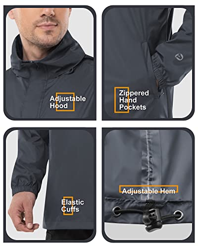 Detalle 2 de Outdoor Ventures Men's Waterproof Rain Jacket Packable Hooded Pullover