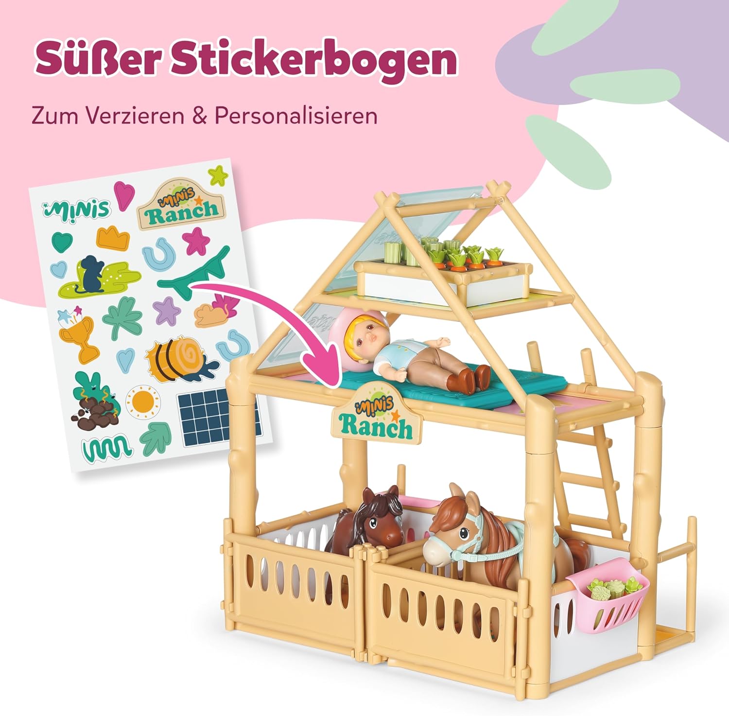 Thumbnail 5 de BABY born Minis Pferdestall-Spielset mit Mini Puppe Jo, 2 Pferden & Zubehör – für Rollenspiele ab 3 Jahren