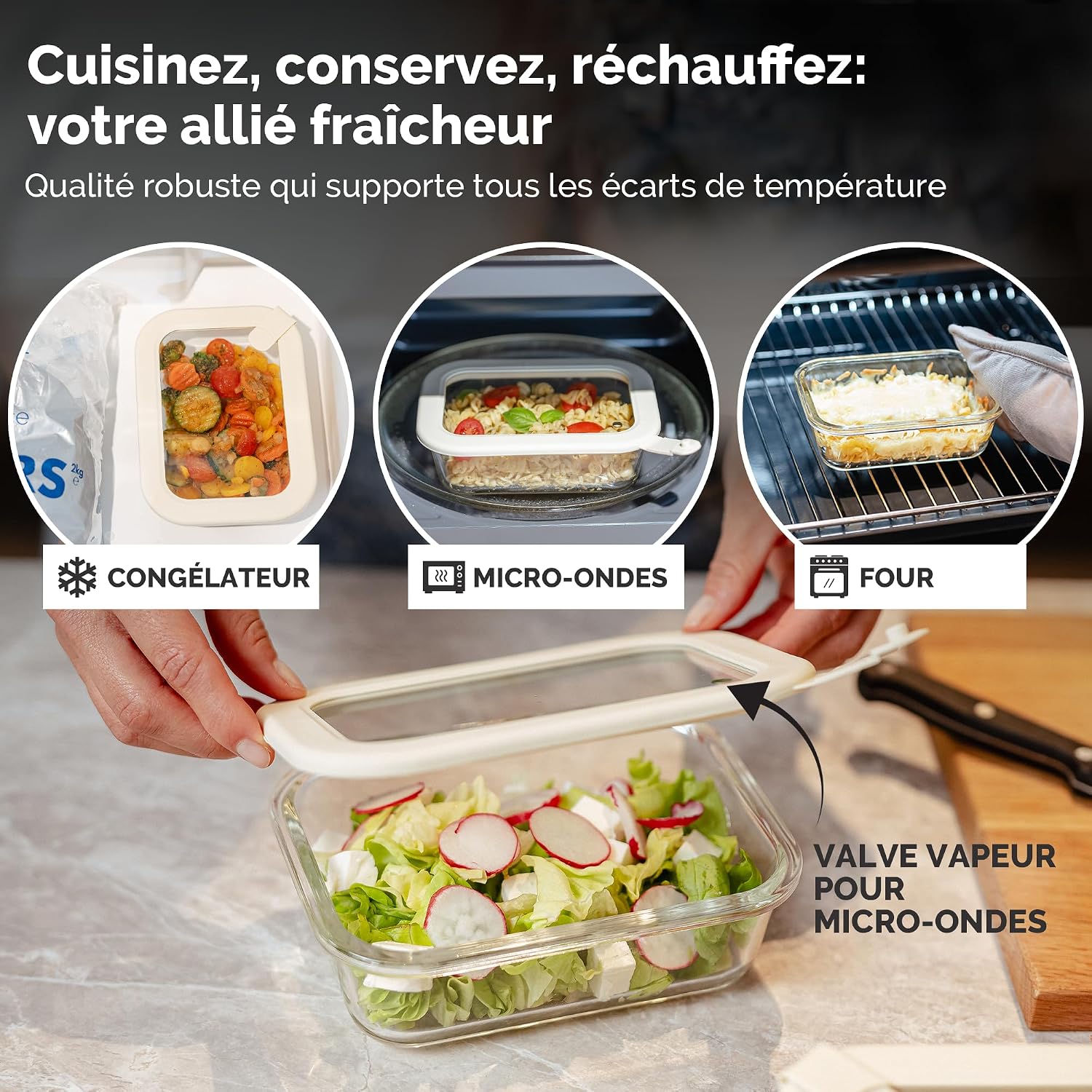 Detalle de Dalena Home Patacona voorraadpotten, 4 x 640 ml, luchtdicht borosilicaatglas