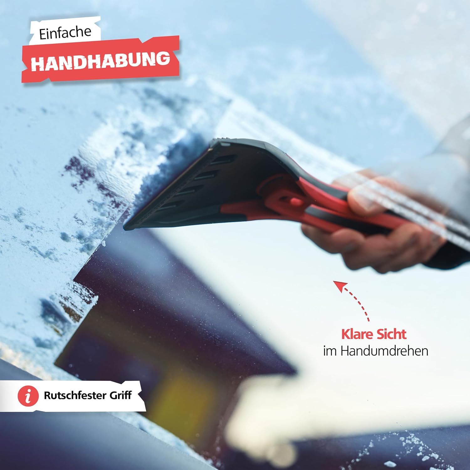 Detalle 2 de SPRINGER ZX2000 isskrapa med mässingsblad, fyra isbrytare och halkfritt grepp