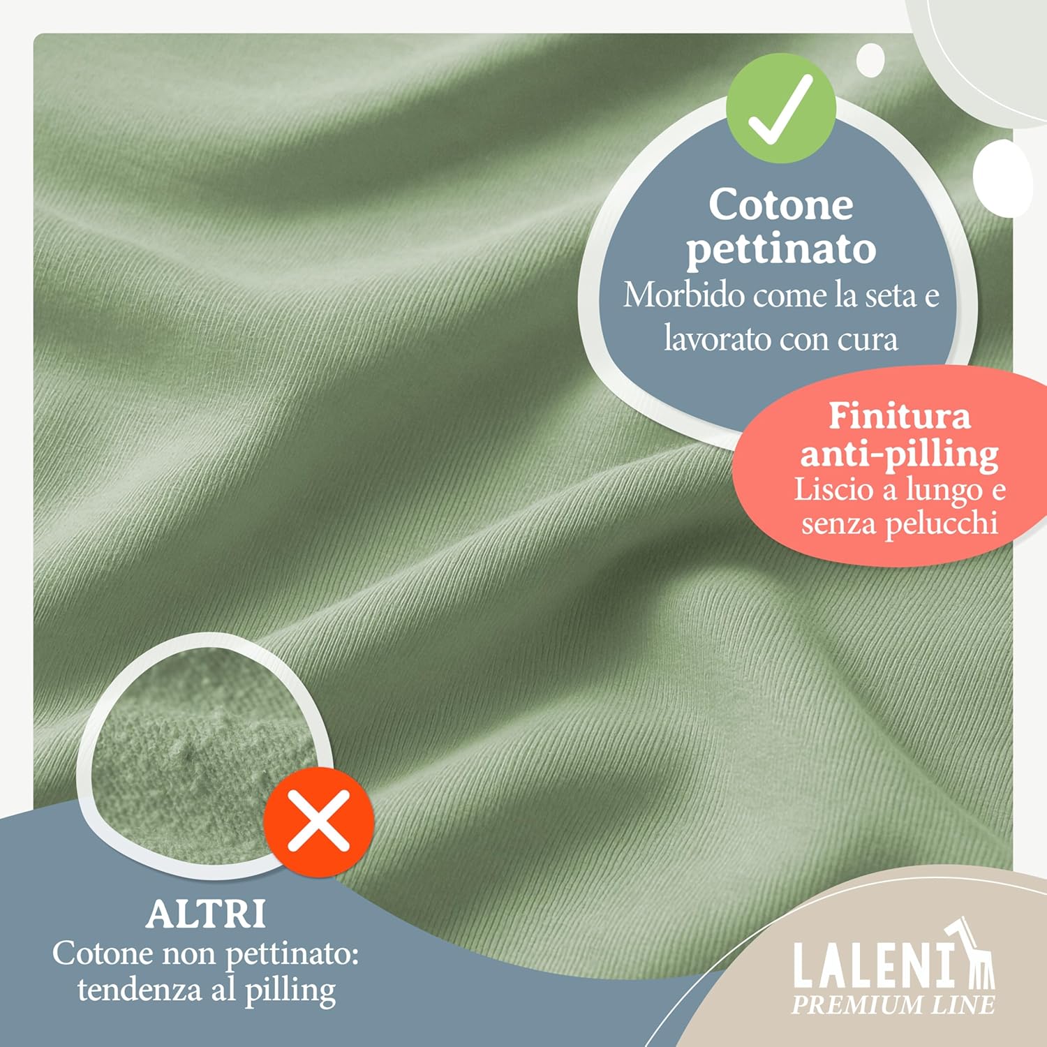 Thumbnail 2 de Laleni premium lenzuola culla 50x89 cm con angoli, verde – 2 pezzi in cotone OEKO-TEX