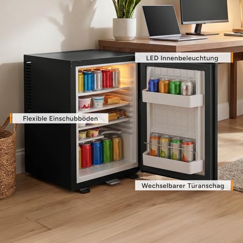 Detalle de TZS First Austria Mini Kühlschrank 40L: lautlos, abschließbar und flexibel nutzbar