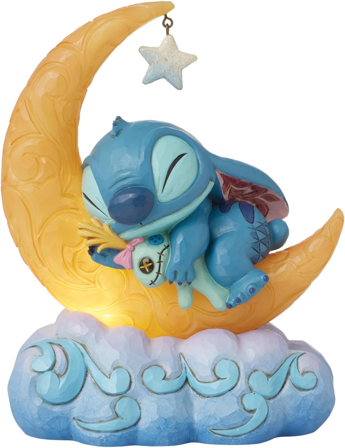 Disney Traditions Figurine de Lune Lumineuse Stitch et Scrump – édition Jim Shore