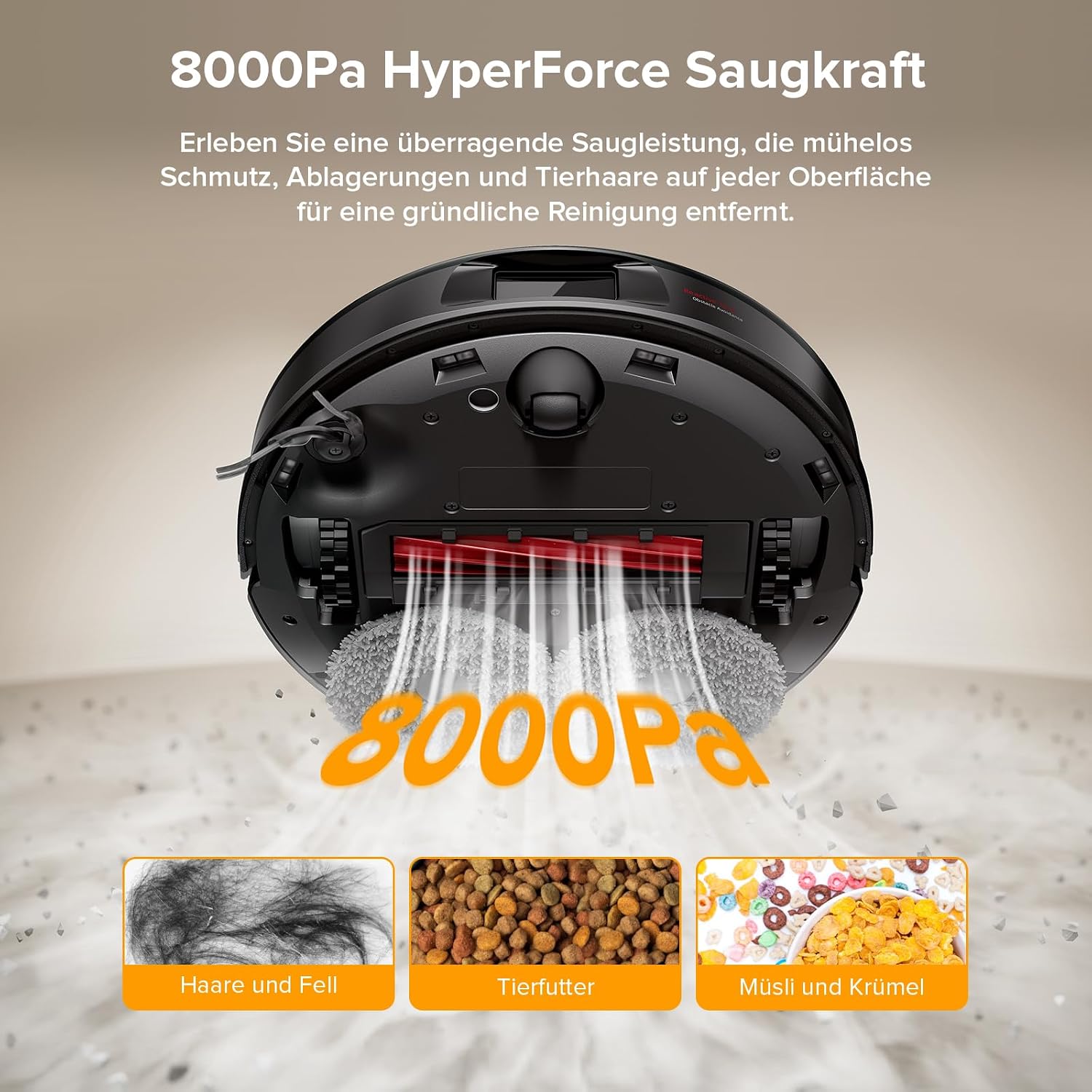 Detalle de roborock QV 35A Set Saugroboter mit Wischfunktion – 8000 Pa Kraft, LiDAR-Navigation, Selbstreinigung