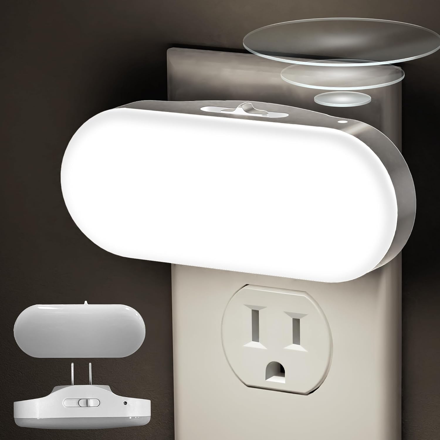 Detalle de DORESshop NL007 Plug-In LED Night Light, Dimmable 0–100 Lumens, Dusk-to-Dawn Sensor
