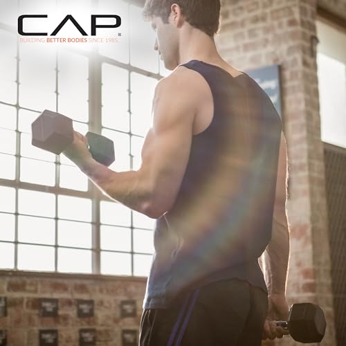 Detalle de CAP 20 lb Rubber Coated Hex Dumbbell Pair with Chrome Handles
