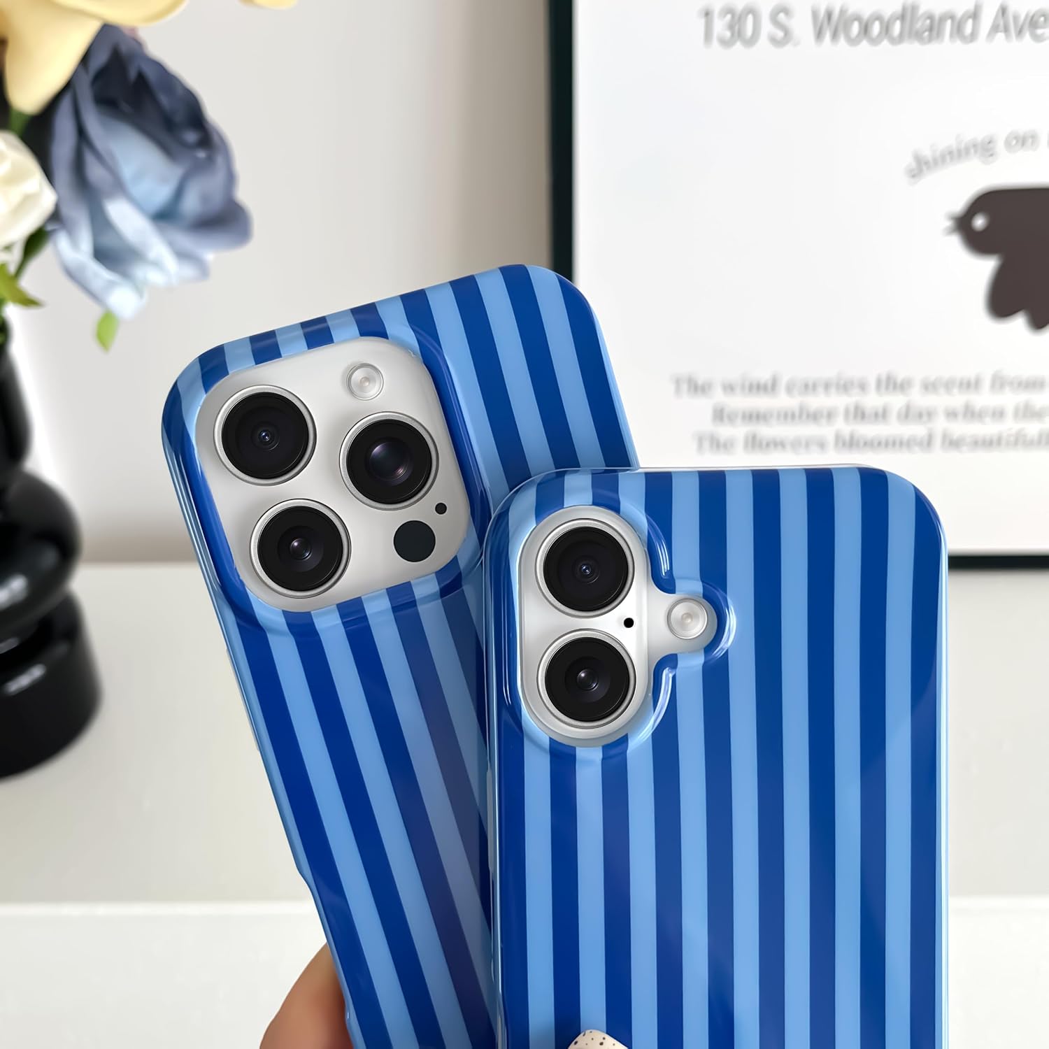 Detalle de SmoBea Hülle für iPhone 17 – Marineblau, Stripes, TPU mit IMD, stoßfest und schlank