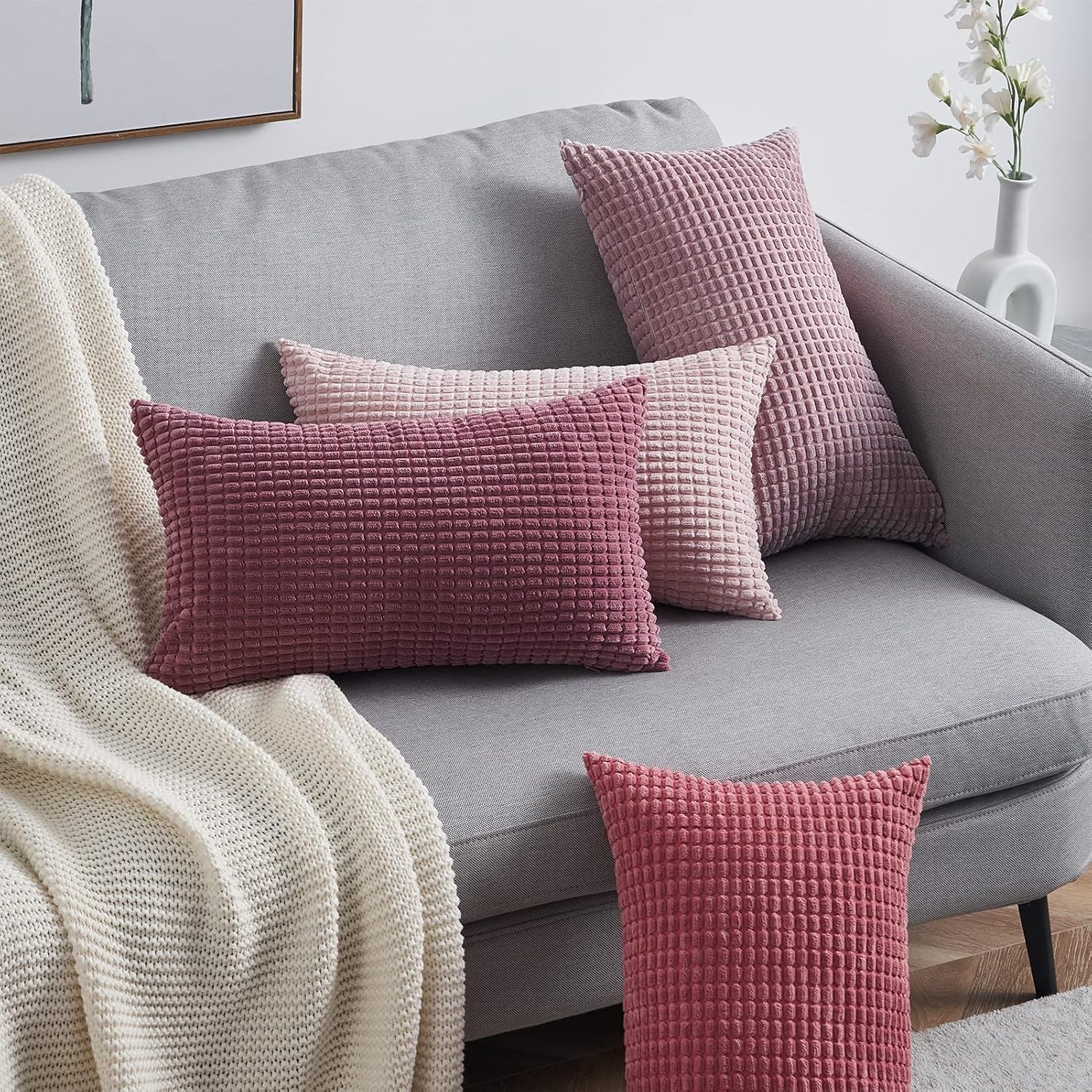 Detalle de Topfinel Kissenbezug 30x50 Rosa 4er Set