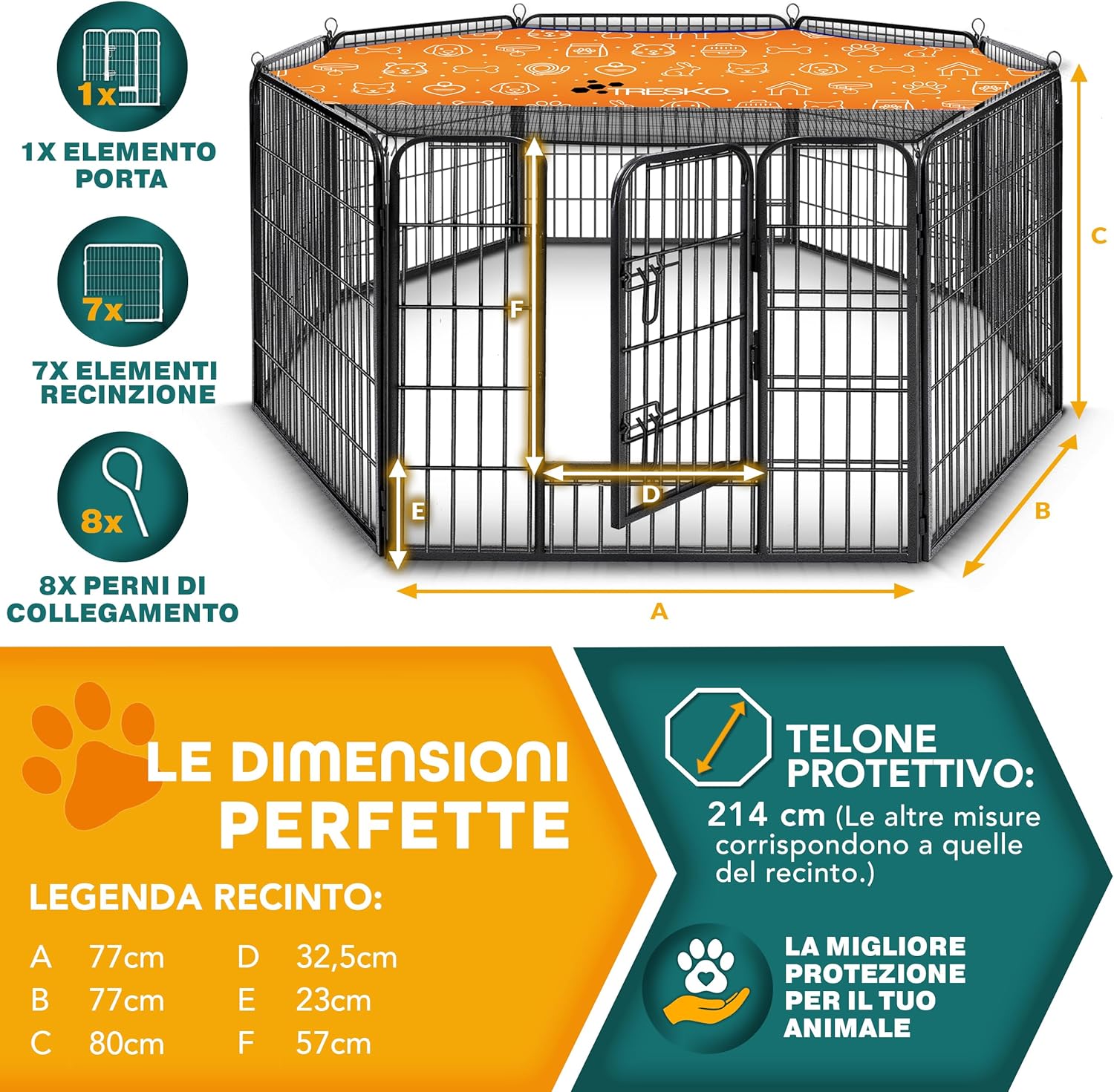 Thumbnail 4 de TRESKO Recinzione 80 cm per cani