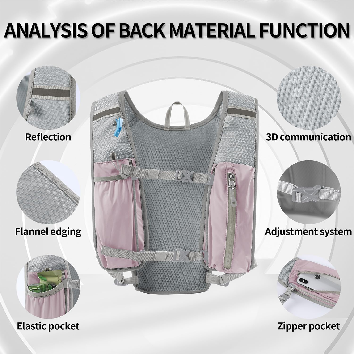 Thumbnail 1 de DNFUN Laufweste mit verstellbaren Gurten und 1,5‑L-Trinkflasche für Running & Outdoor-Sport