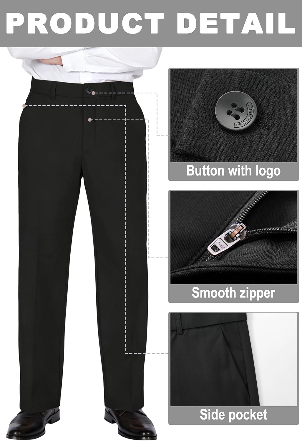 Thumbnail 6 de Soojun Men's Classic Fit Flex Waist Flat Front Dress Pant