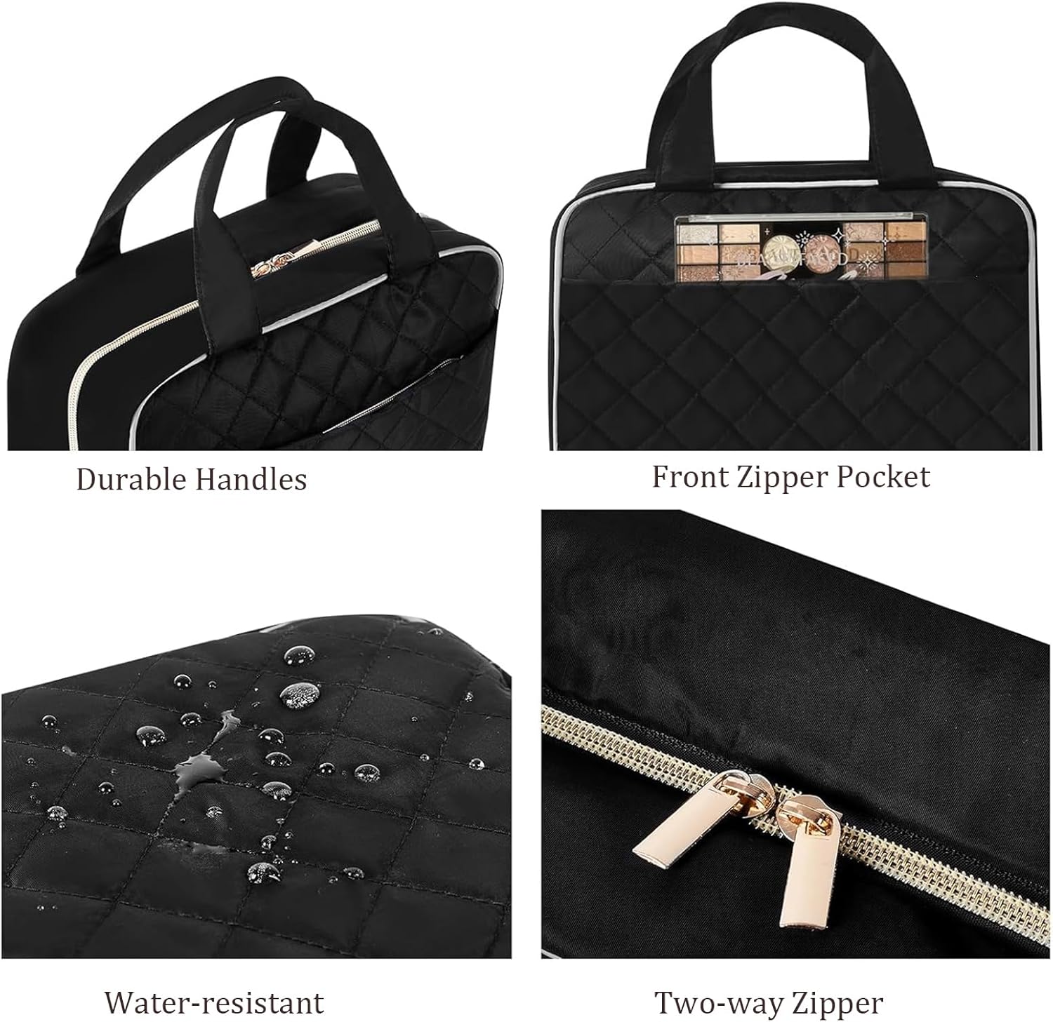 Detalle de Trousse de toilette voyage grande capacité avec crochet 360° — Voyage Femme & Homme (noir)