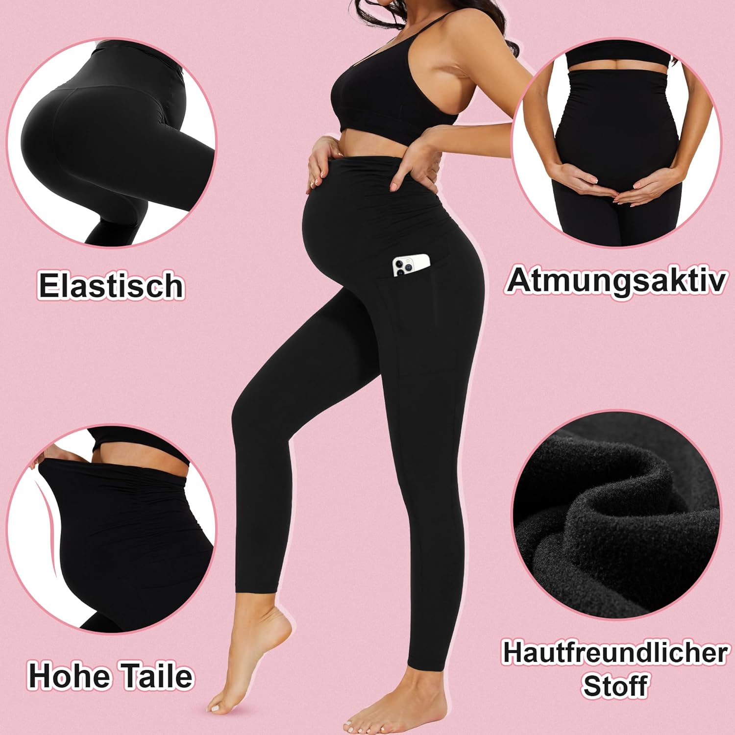 Thumbnail 1 de HIPOWER Umstandsleggings 2er Pack – High Waist, blickdicht, weich und elastisch
