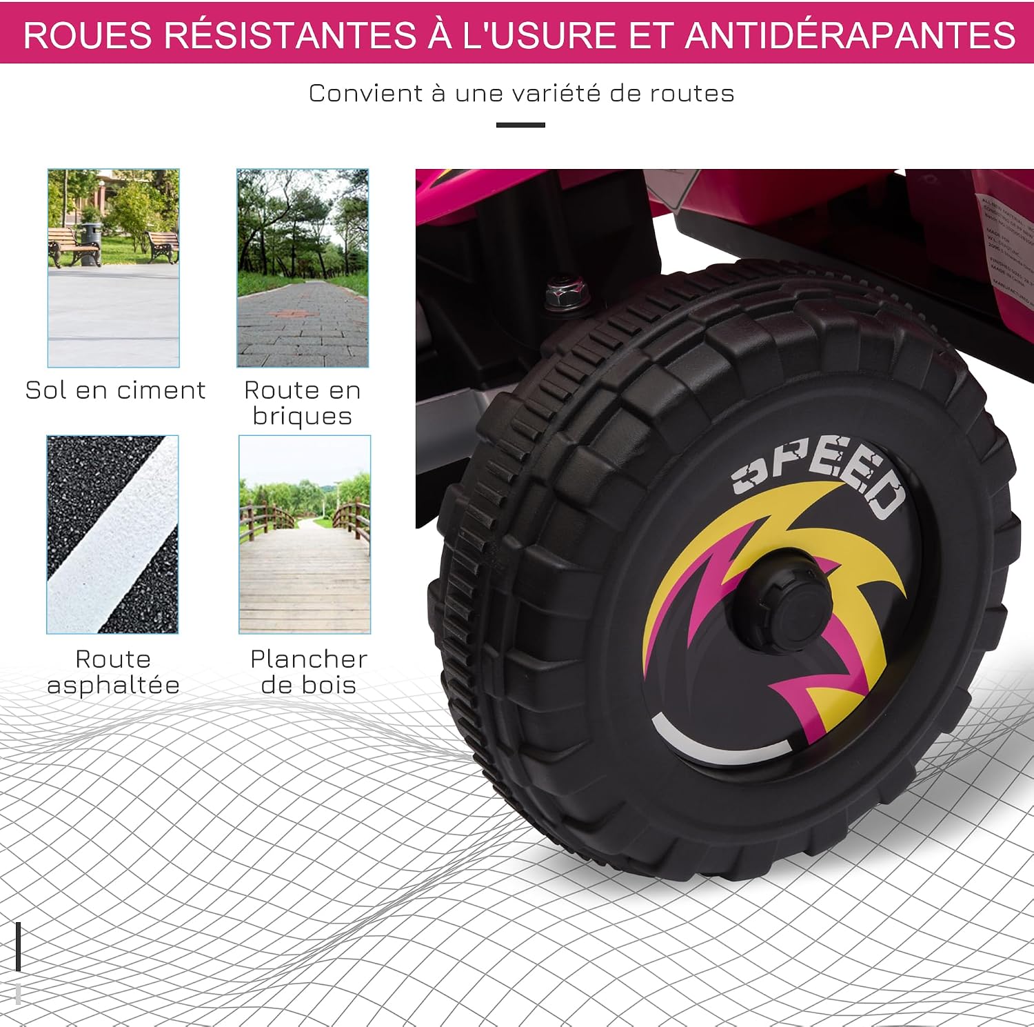 Thumbnail 4 de HOMCOM 370-166V90PK elektrische kinderquad, 6 V, voor- en achteruit