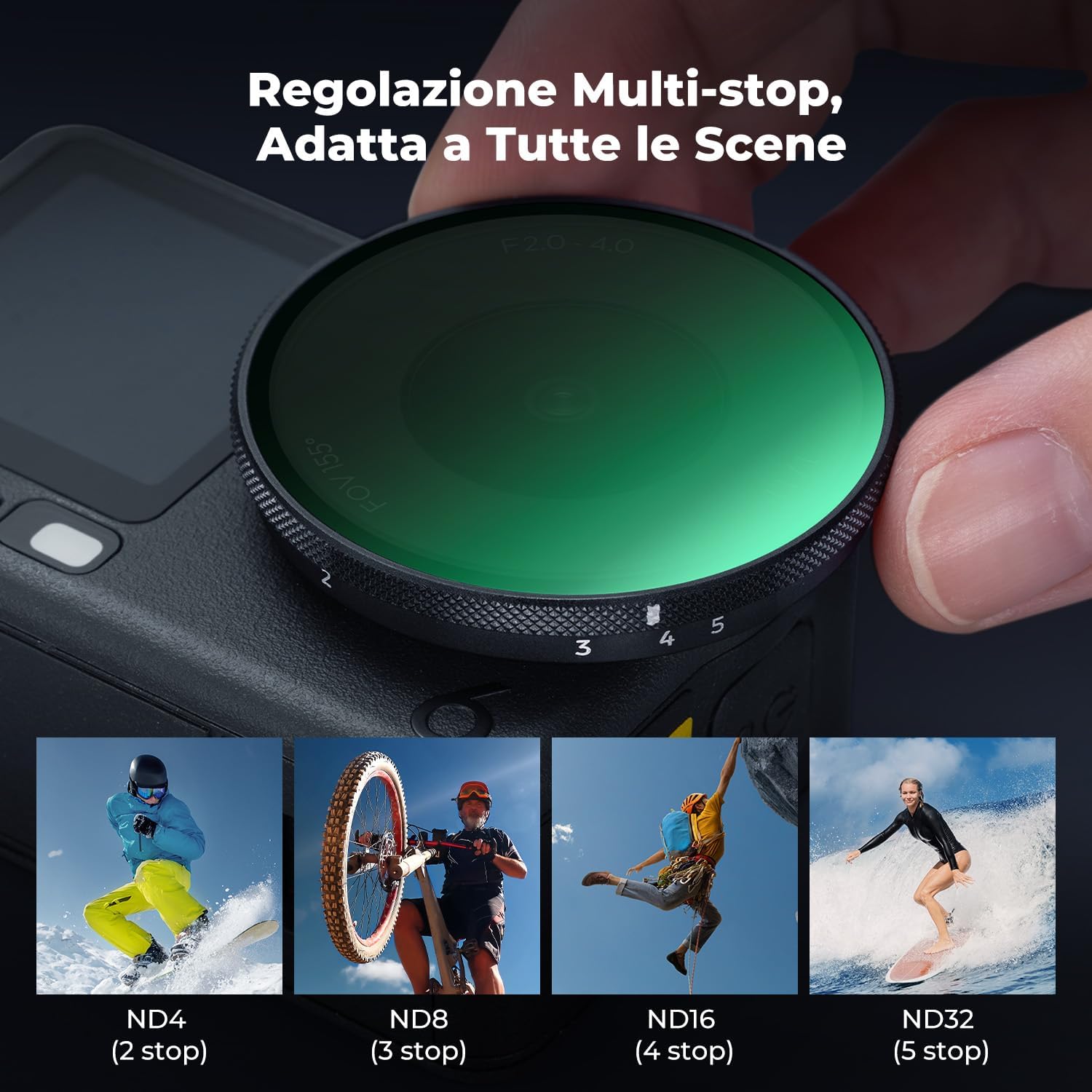 Thumbnail 3 de K&F CONCEPT Filtro ND Variabile ND4-32 per Osmo Action 6 (DJI Action 6) – Lente HD, rivestimenti antiriflesso, impermeabile