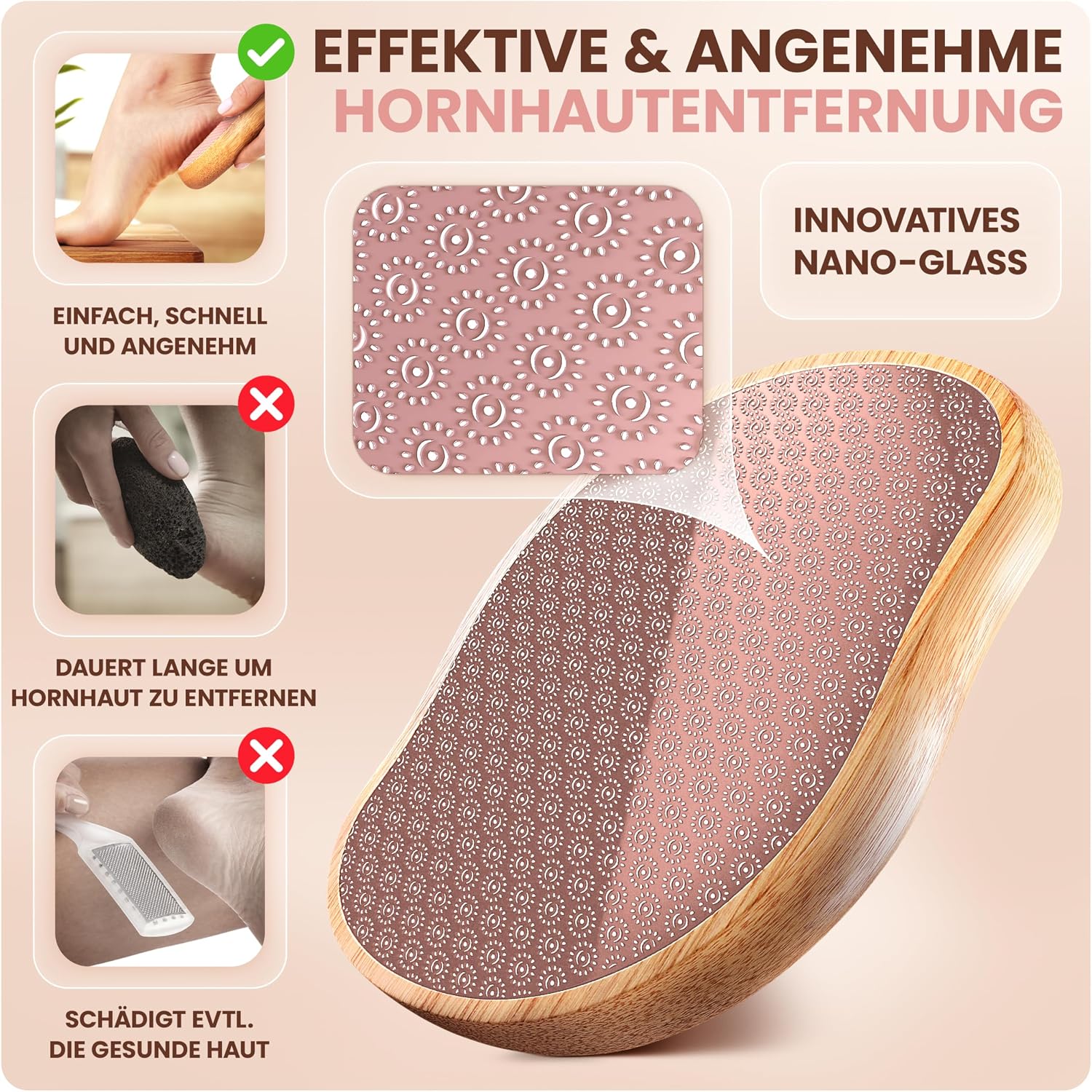 Detalle 2 de BAMBUA Hornhautentferner – 100% Anti-Hornhaut Effekt, Nano Glas, Bambusgriff, nachhaltige Pediküre