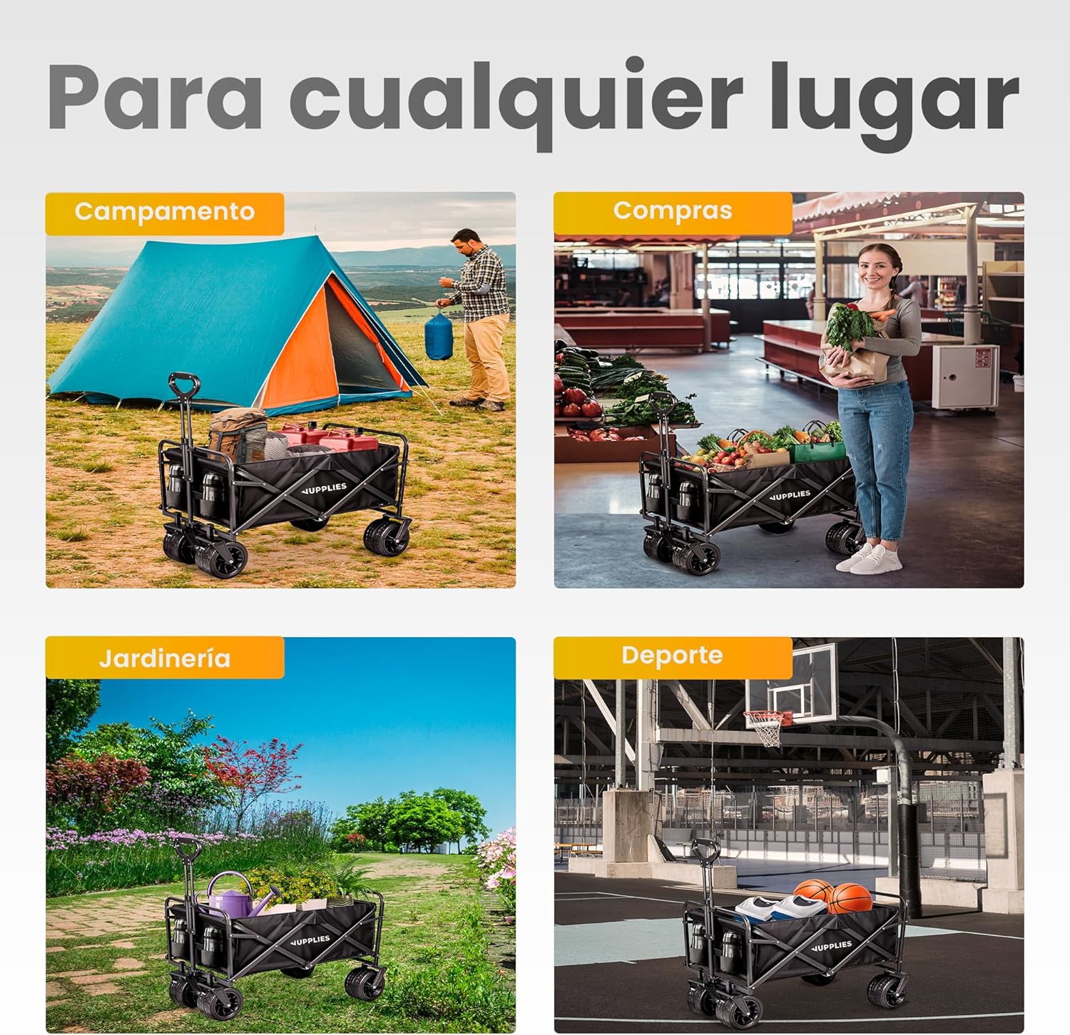 Thumbnail 6 de JUPPLIES Carro plegable con ruedas grandes 150 kg