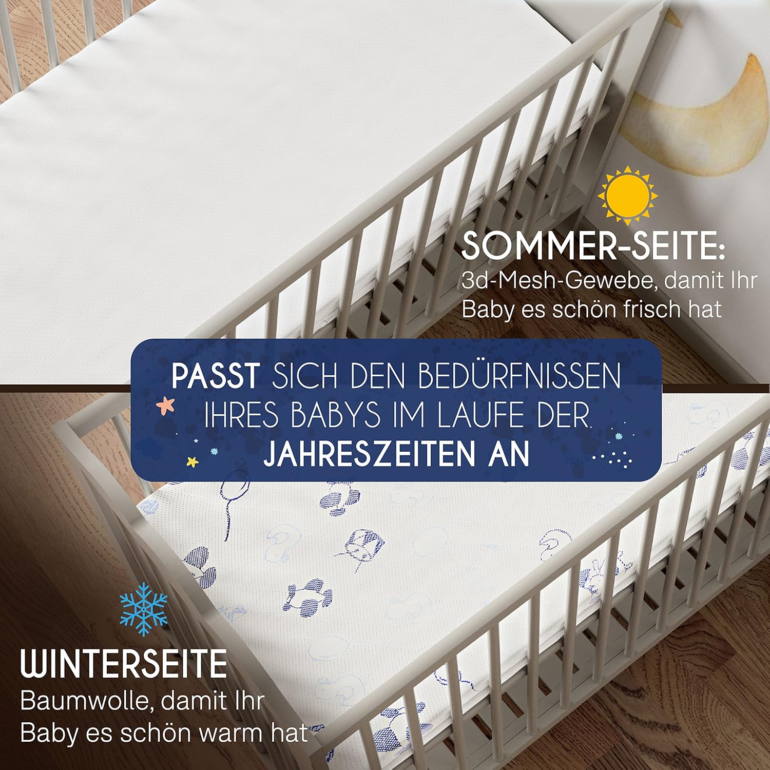 Thumbnail 2 de Sweety Fox Baby Matratze 60 x 120 cm (Oeko-TEX, EN 16890+A1, Made in EU) – 11 cm, wendbar Sommer/Winter