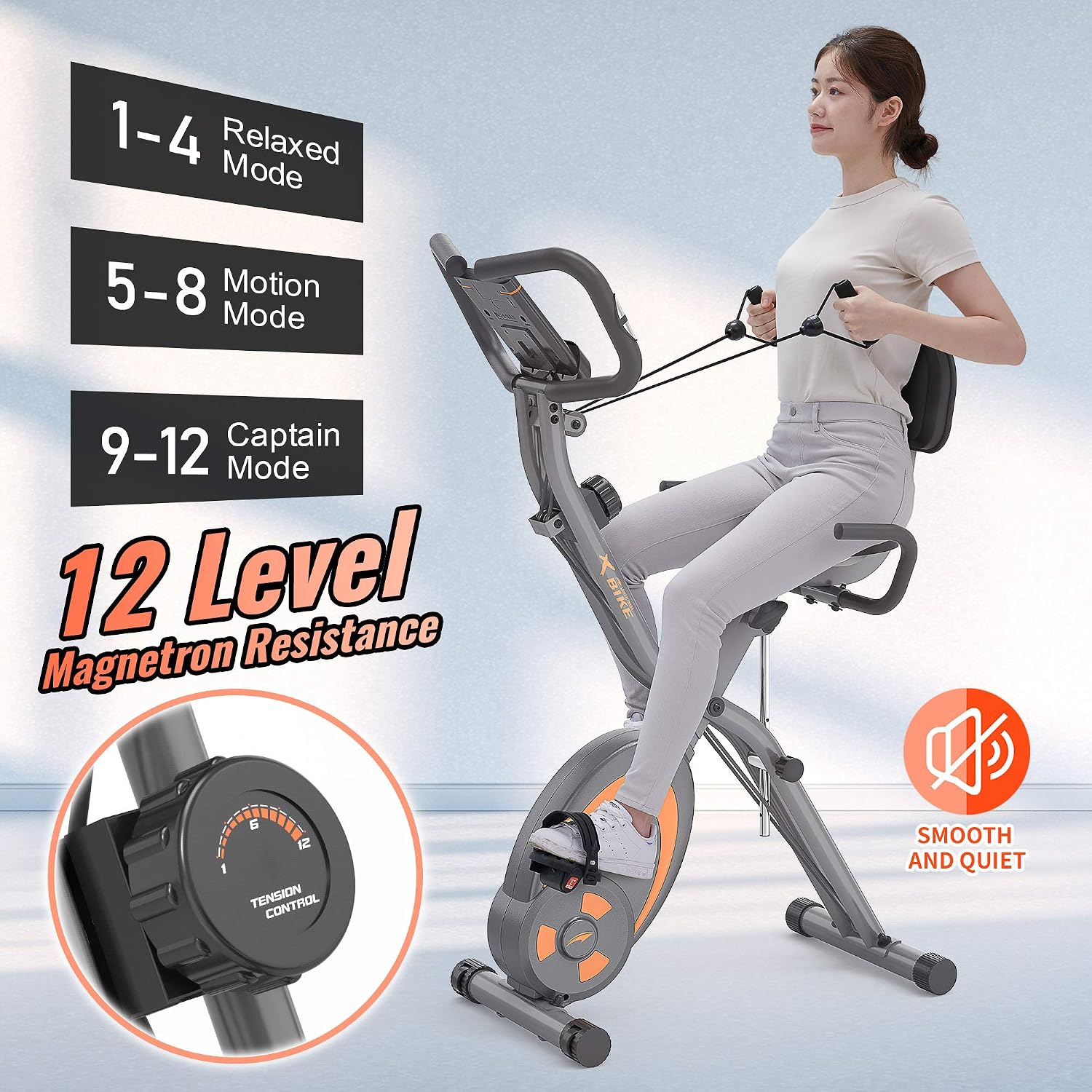 Thumbnail 2 de leikefitness 3-in-1 hometrainer, inklapbaar, met 12 weerstandsniveaus