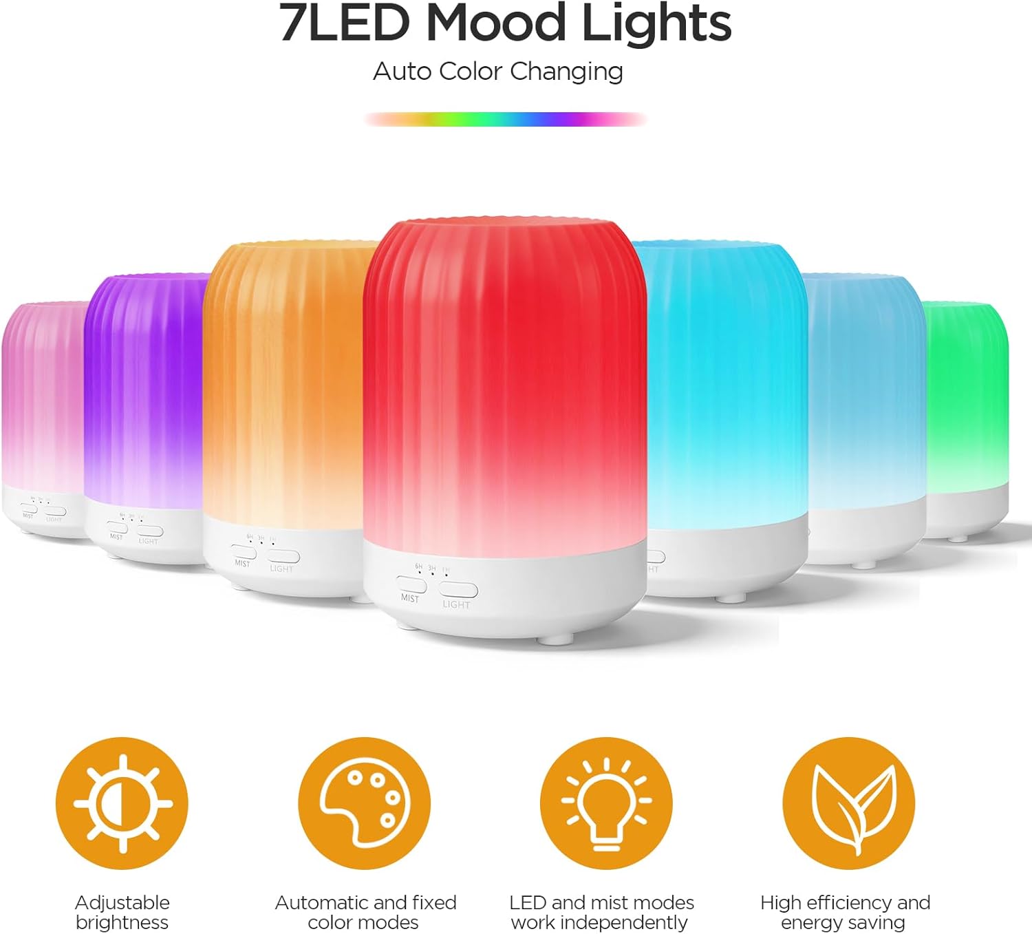Thumbnail 1 de Romon Diffusore di Oli Essenziali 250 ml – Diffusore a ultrasuoni, LED a 7 colori, umidificatore per casa e ufficio
