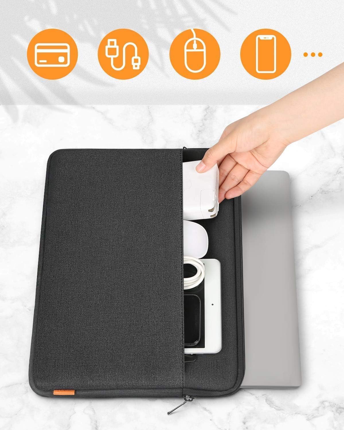 Thumbnail 2 de Inateck 15–15.6 inch Laptop Case Sleeve Bag with Accessory Compartment (Black)
